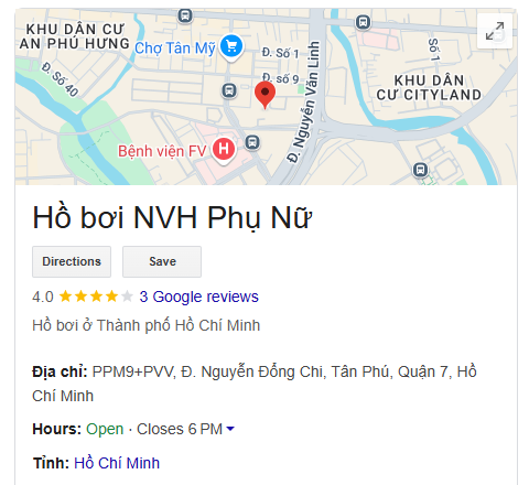 Hồ bơi NVH Phụ Nữ