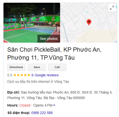 Sân Chơi PickleBall, KP Phước An, Phường 11, TP.Vũng Tàu