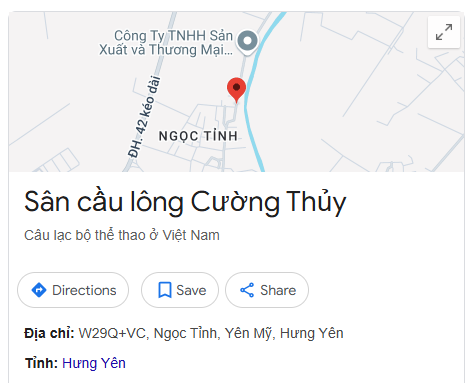 Sân cầu lông Cường Thủy