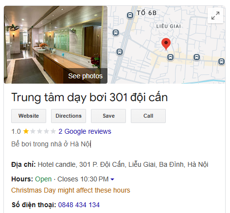 Trung tâm dạy bơi 301 đội cấn