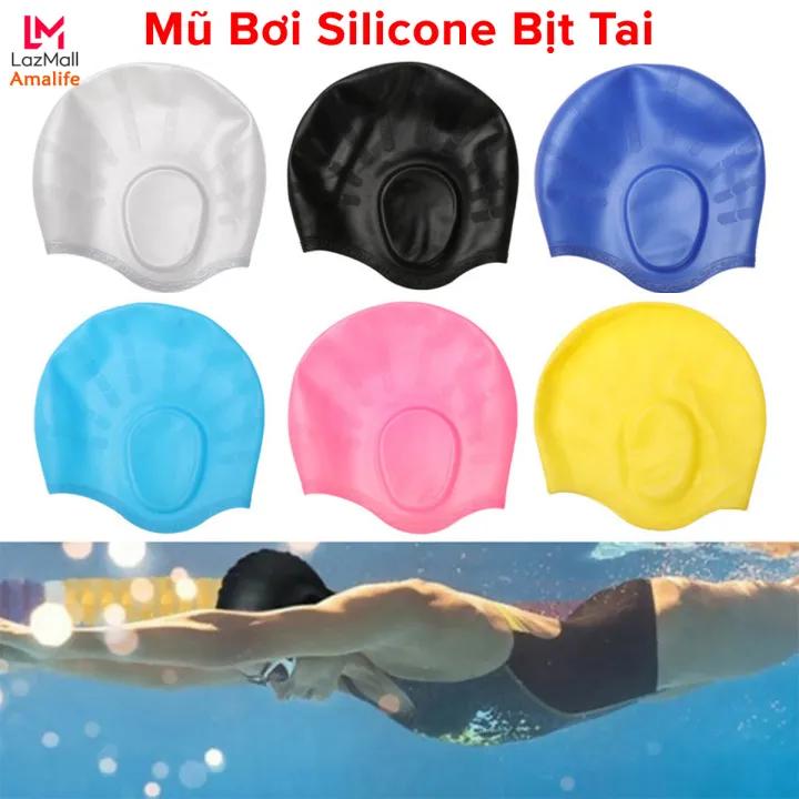 Mũ Bơi Bịt Tai Cao Cấp Chất Liệu Silicone Trùm Tóc