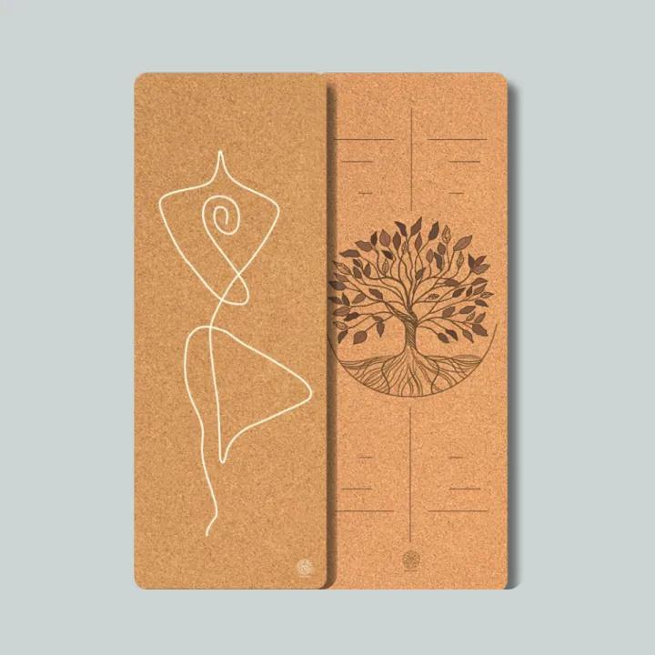 Thảm tập Yoga gỗ bần, Kích thước 68cm x 183cm x 4,5mm, Cao su tự nhiên thơm mùi gỗ