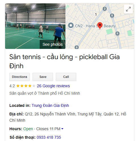 Sân tennis - cầu lông - pickleball Gia Định