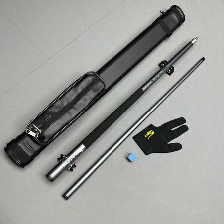 Cơ bida phủ carbon ruby xám, lỗ, lip, 3c- đầu cơ tẩy kính (tặng kèm combo bao da găng lơ phụ kiện)