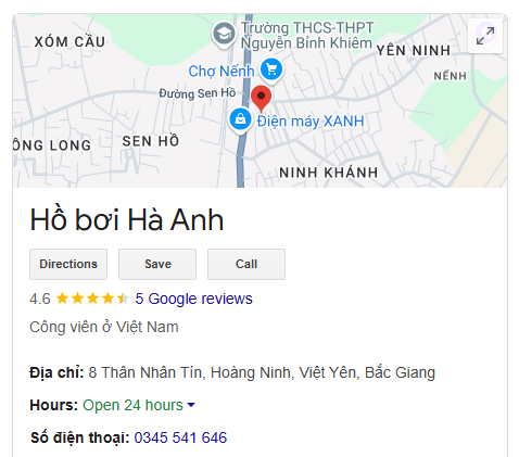 Hồ bơi Hà Anh