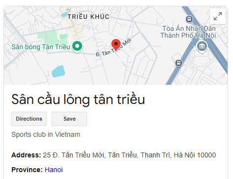 Sân cầu lông tân triều