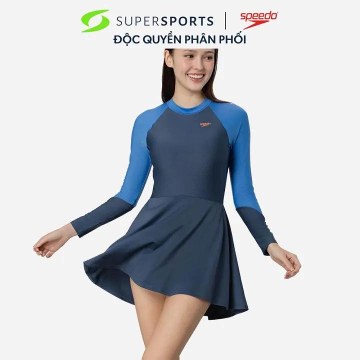 Bộ Đồ Bơi Chống Nắng Nữ Speedo Solid Swim Dress - Xanh Dương