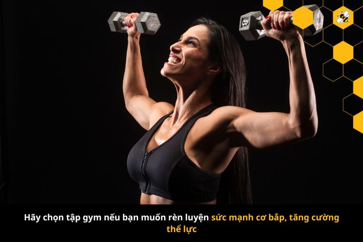 Hãy chọn tập gym nếu bạn muốn rèn luyện sức mạnh cơ bắp, tăng cường thể lực