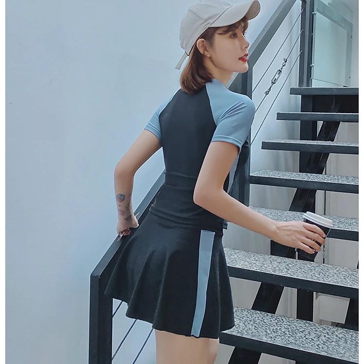 Đồ Bơi Nữ Hai Mảnh Kín Đáo Áo Bơi Tay Ngắn Quần Bơi Dạng Váy AT200 MayHomes