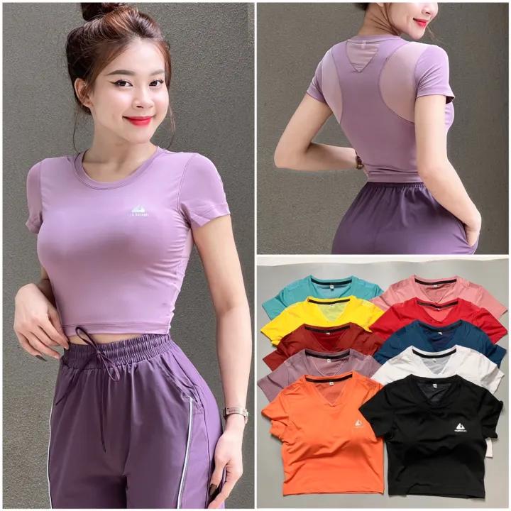 Áo Tập Gym Yoga Nữ, Áo Croptop Thể Thao Phối Lưới Sẵn Mút Co Giãn Tốt