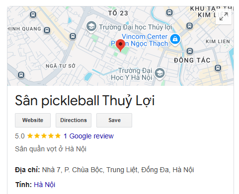 Sân pickleball Thuỷ Lợi