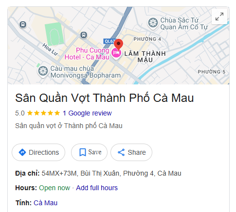 Sân Quần Vợt Thành Phố Cà Mau