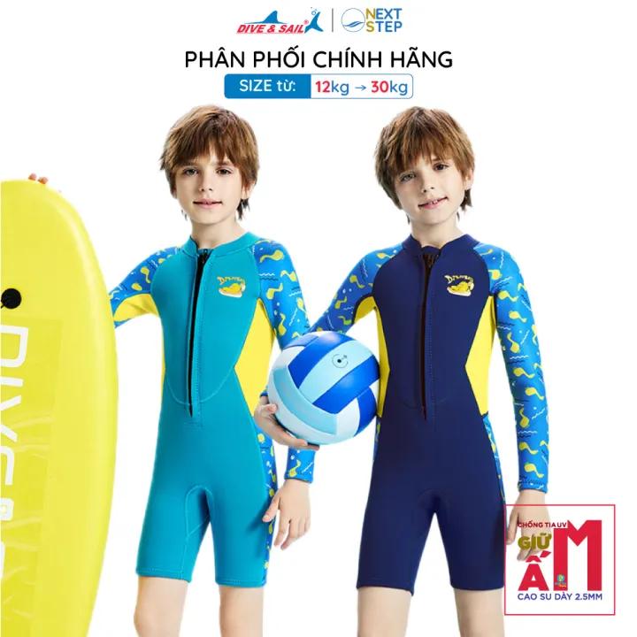 Đồ bơi giữ nhiệt bé trai Dive and Sail chất cao su dày 2.5mm size 12kg - 30kg ngăn tia UV