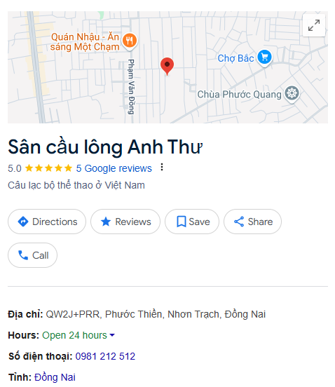 Sân cầu lông Anh Thư