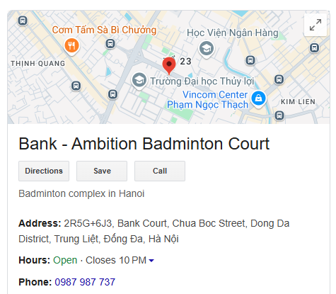 Bank - Ambition Badminton Court