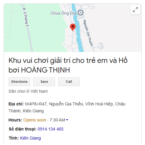 Khu vui chơi giải trí cho trẻ em và Hồ bơi HOÀNG THỊNH