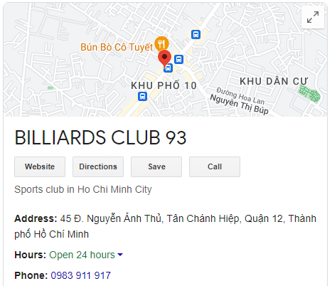 BILLIARDS CLUB 93