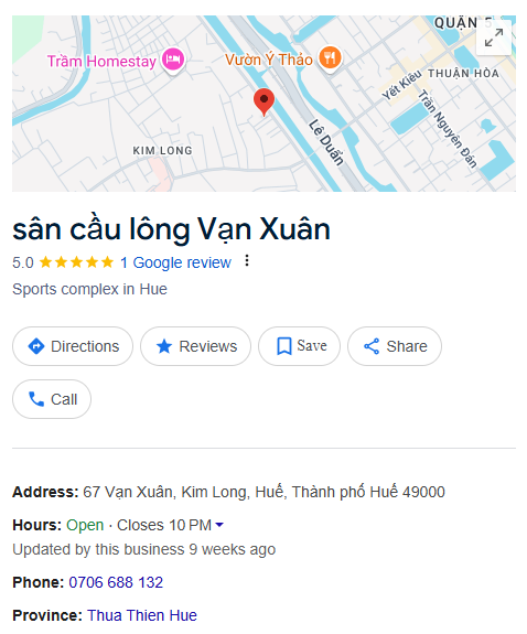 sân cầu lông Vạn Xuân