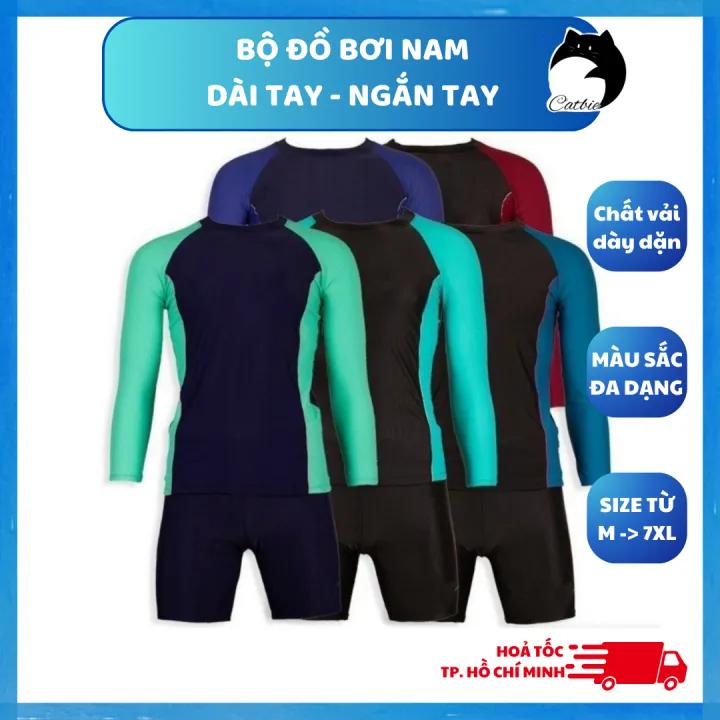 BỘ ĐỒ BƠI NAM DÀI TAY,NGẮN TAY CHO NGƯỜI LỚN VÀ TRẺ EM VẢI THUN DÀY CO DÃN 4 CHIỀU (ÁO+QUẦN)MÀU SẮC ĐA DẠNG