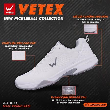 Giày Pickleball Wika Vetex Nam Nữ Chính Hãng, Vải Mesh Thoáng Khí, Đệm Eva Êm Ái