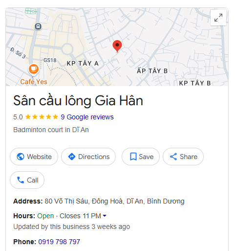 Sân cầu lông Gia Hân