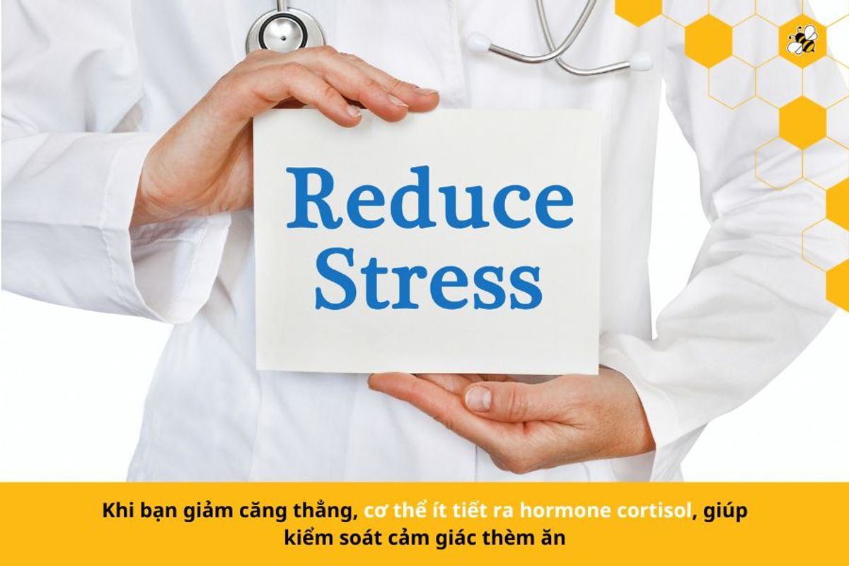 Khi bạn giảm căng thẳng, cơ thể ít tiết ra hormone cortisol, giúp kiểm soát cảm giác thèm ăn