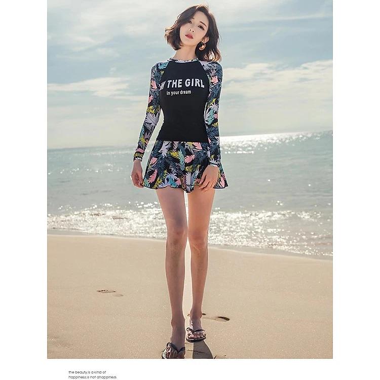 Bộ đồ bơi cho nữ dài tay hai mảnh chân váy liền quần size từ 40kg đến 64kg