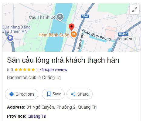 Sân cầu lông nhà khách thạch hãn