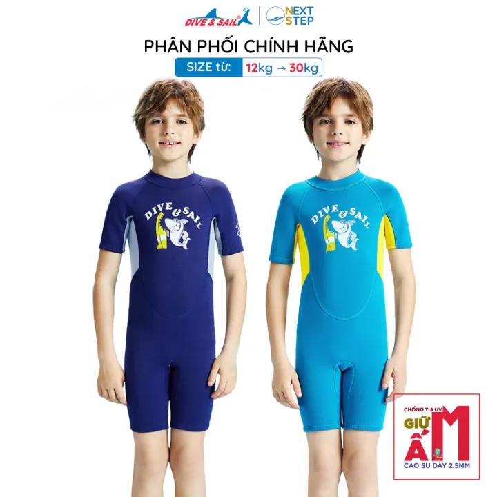 Đồ bơi giữ nhiệt bé trai Dive and Sail chất cao su dày 2.5mm size 12kg - 30kg chống lạnh ngăn tia UV