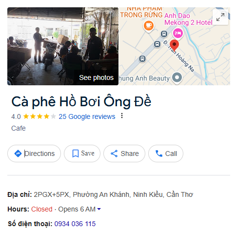 Cà phê Hồ Bơi Ông Đề