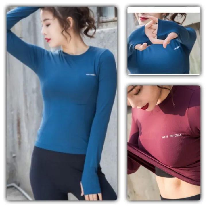 Áo dệt tay dài tập gym yoga nữ