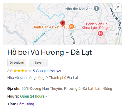 Hồ bơi Vũ Hương - Đà Lạt