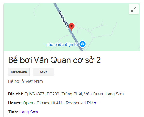 Bể bơi Văn Quan cơ sở 2