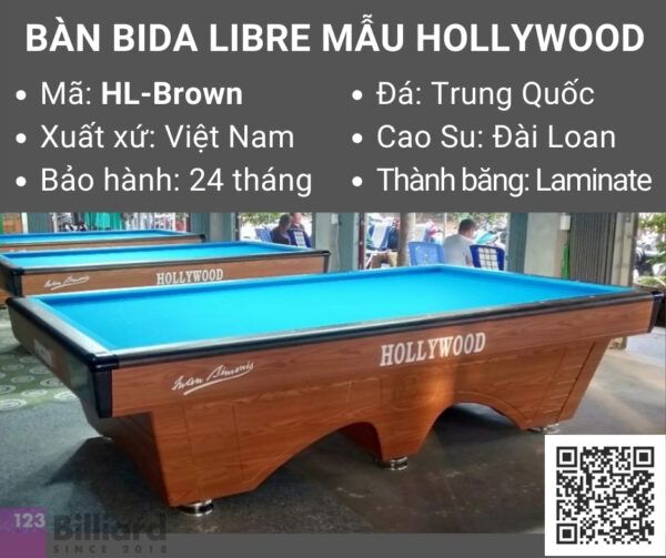 Bàn bida mẫu Hollywood HL-Brown