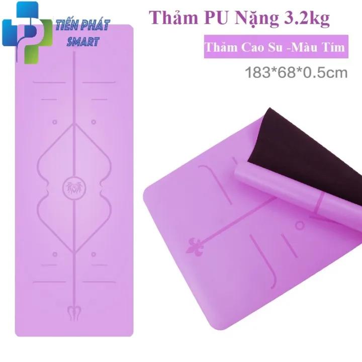 Thảm yoga định tuyến 5mm PU Cao su ( túi+ dây) -Màu Tím Tienphatsmart