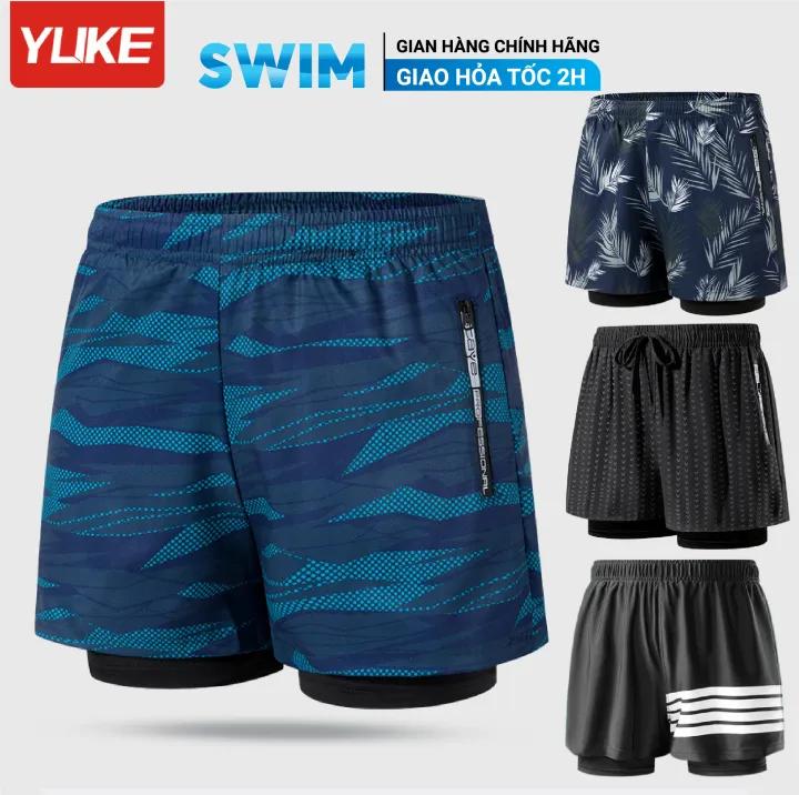 Quần Bơi Nam YLIKE Quần Bơi 2 Lớp Chống Thấm Nhanh Khô