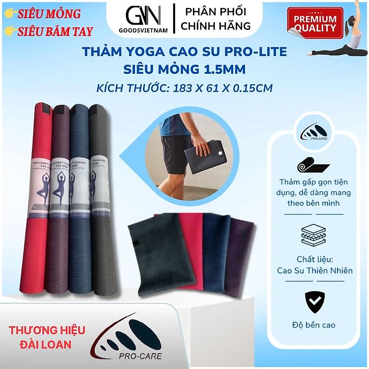 Thảm Yoga Siêu Mỏng 1.5mm ProLite PRO-CARE Cao Su Thiên Nhiên, Có Thể Gấp Gọn