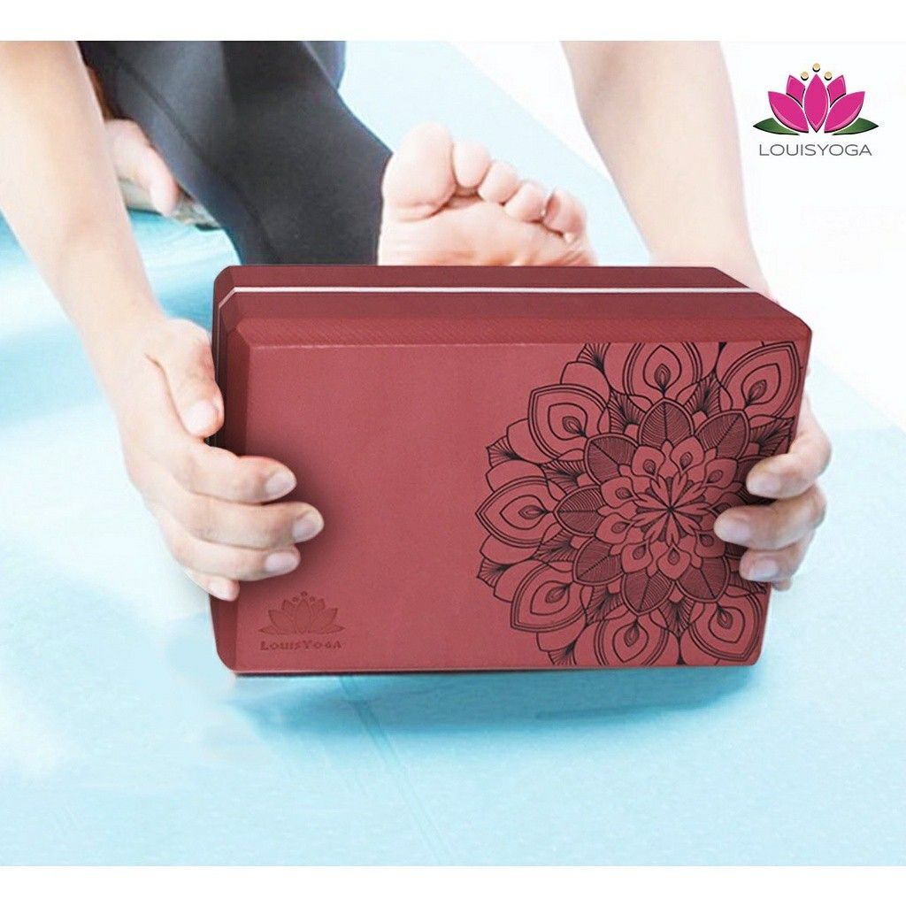 Gạch tập Yoga Louis cao cấp in nổi hoa mandala 320g (giá bán 1 viên) - Thương hiệu LOUIS YOGA