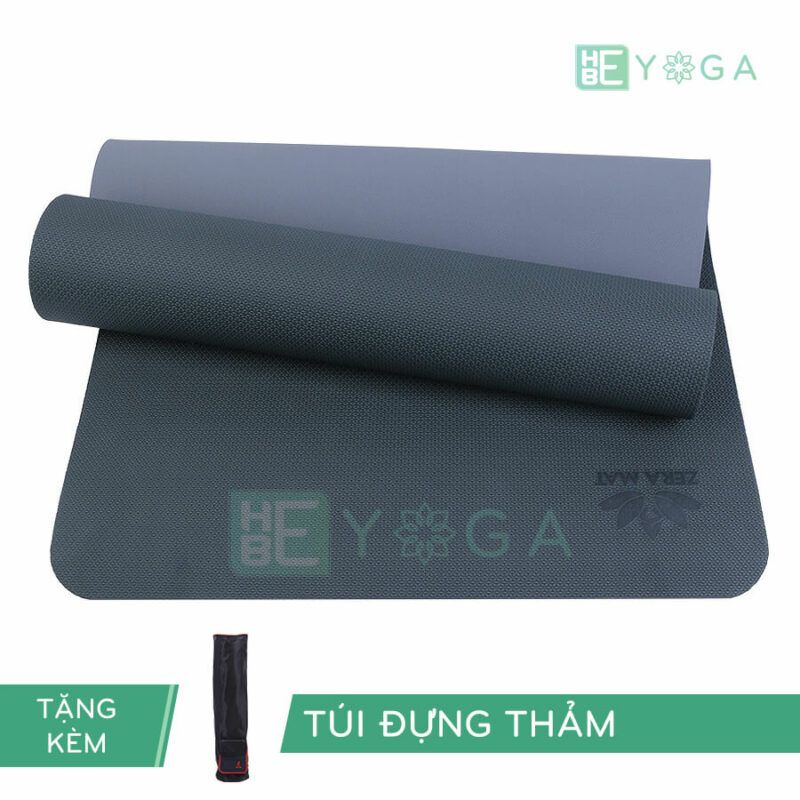 Thảm Tập Yoga Zera Mat TPE 6mm 1 Lớp (màu xám đen) – Tặng kèm túi