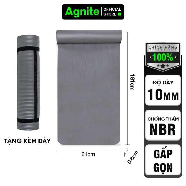 Thảm YOGA chính hãng Agnite dày 10mm, chất liệu NBR mềm mại và chống nước dễ dàng vệ sinh, lau giặt - ER201/E202