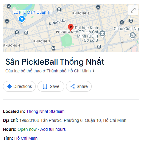 Sân PickleBall Thống Nhất