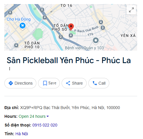 Sân Pickleball Yên Phúc - Phúc La