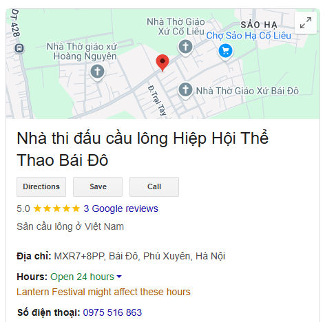 Nhà thi đấu cầu lông Hiệp Hội Thể Thao Bái Đô