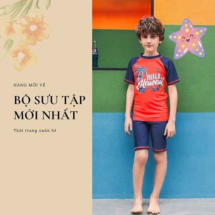 Đồ bơi bé trai szie đại từ 40-50kg - Áo tay ngắn quần short - vải thun cao cấp chuyên dùng cho đồ bơi, độ co giãn cực tốt