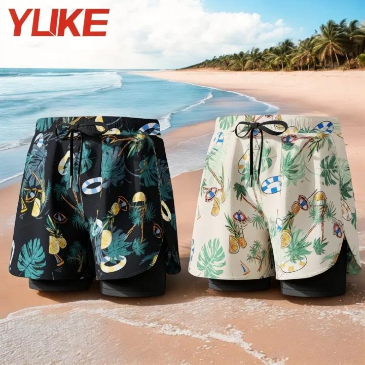Quần bơi Nam 2 lớp Dáng suông, Chống lộ YUKE - YK15