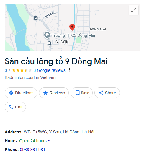 Sân cầu lông tổ 9 Đồng Mai