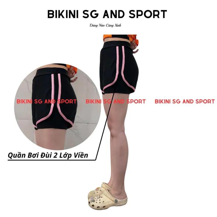 Bigsize quần bơi đùi 2 lớp viền màu Bikini SG And Sport đi bơi và các hoạt động thể thao năng động