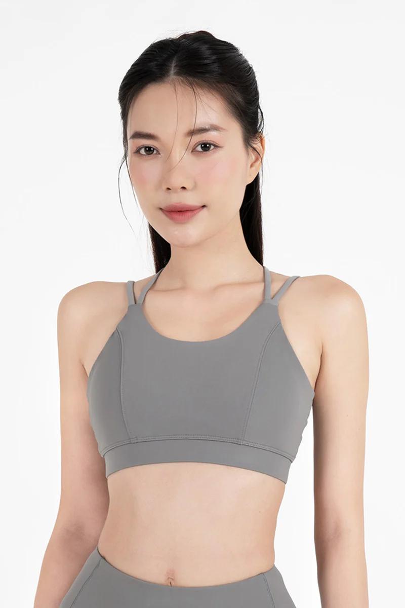 Áo bra tập yoga Strappy Back Fitme Flow - BRSB - Dark Grey