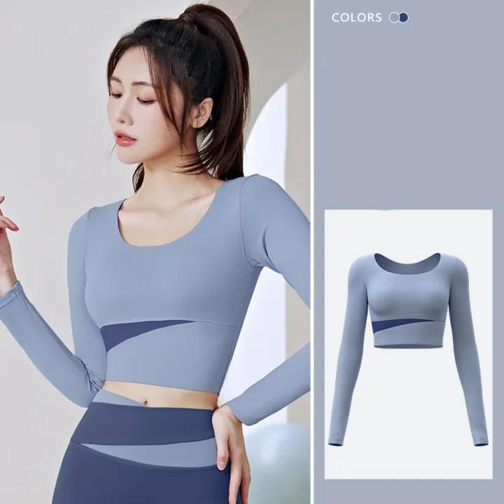 ZYT áo tập thể dục Áo bó sát dài tay áo tập yoga đồ thể thao nữ Quần áo tập thể dục dài tay