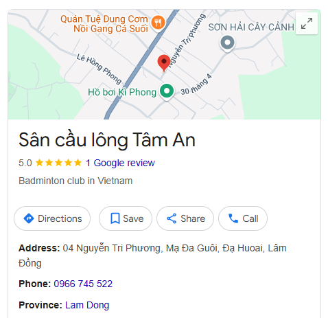 Sân cầu lông Tâm An